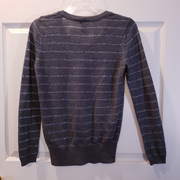 Gray and Metallic Silver Striped Sweater - Picture 4 of 4